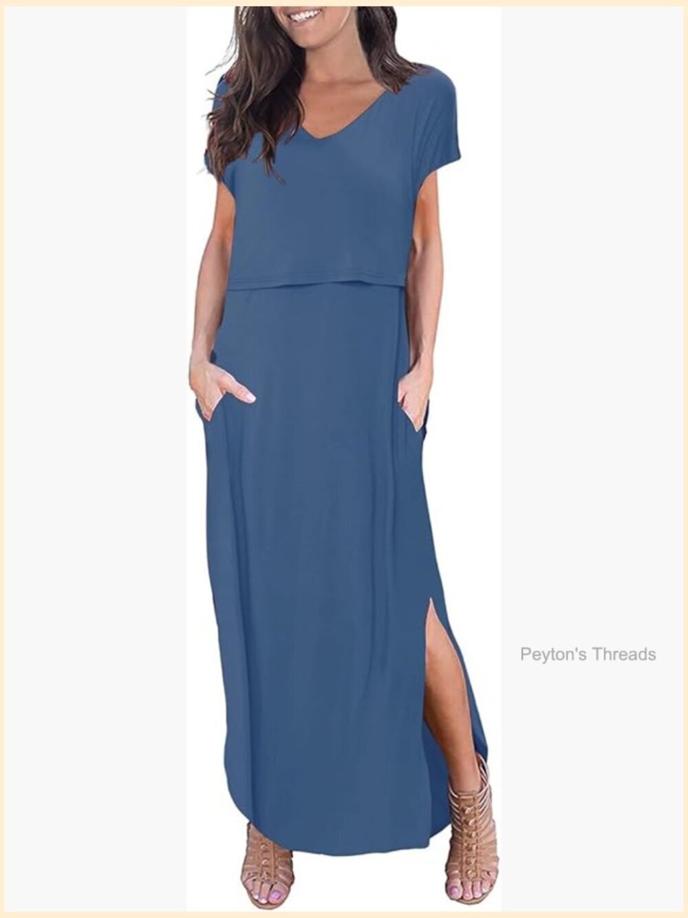 Maternity Nursing Dress Split Long Dress Breastfeeding